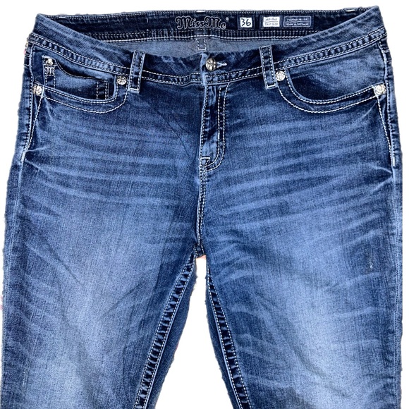 Women's Miss Me Jeans Mid-Rise Easy Crop Pants Sz 36 Plus Size - Picture 5 of 7